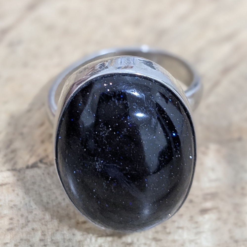 Mexican Black Sandstone Silver Ring